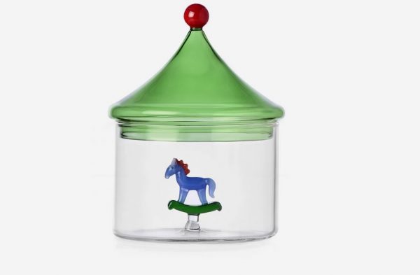 Ichendorf Schiaccianoci Scatola box cavallino dondolo con coperchio natale vetro