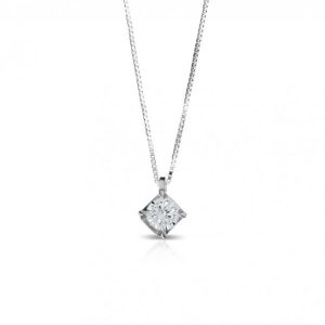 Armonie Gioielli Collana punto luce pendente in oro bianco 18kt con diamante 0.05 ct