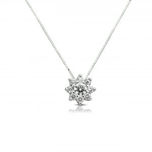 Armonie Gioielli Collana girocollo punto luce pendente in oro bianco con diamanti fiore stella