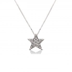 Armonie Gioielli Collana girocollo pendente in oro bianco con diamanti stella