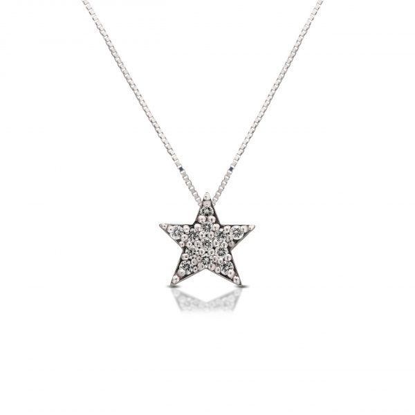 Armonie Gioielli Collana girocollo pendente in oro bianco con diamanti stella