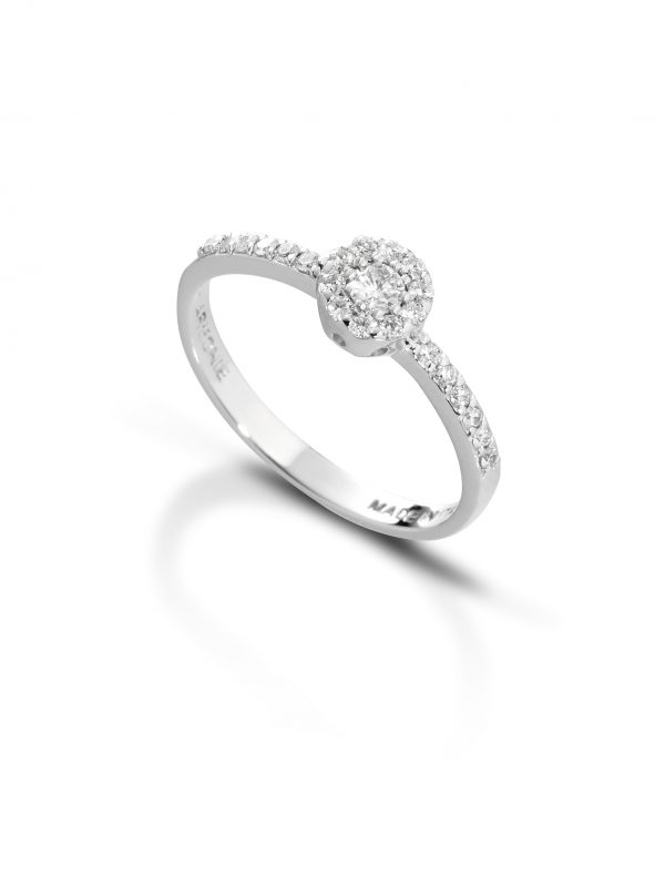 Armonie Gioielli Anello magic diamante pavè di diamanti oro 18kt mezza veretta
