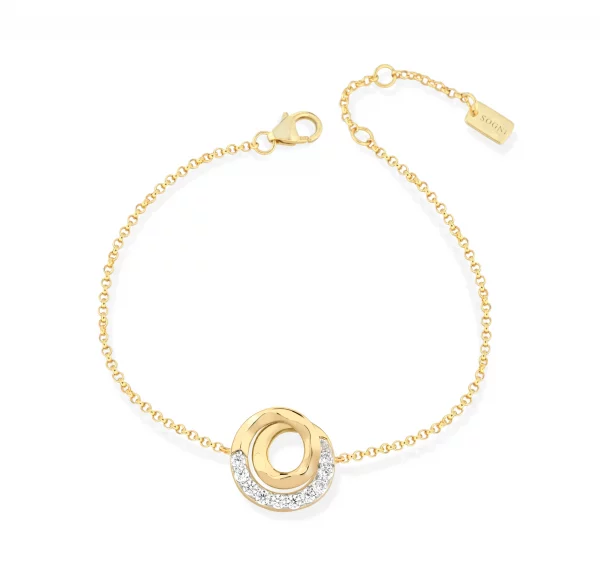 Sogni Bracciale ciondolo con zirconi cerchio spirale argento placcatura oro
