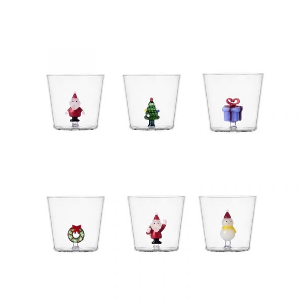 Ichendorf Xmas Christmas Tales natale Set 6 tumbler bicchieri in Vetro Borosilicato