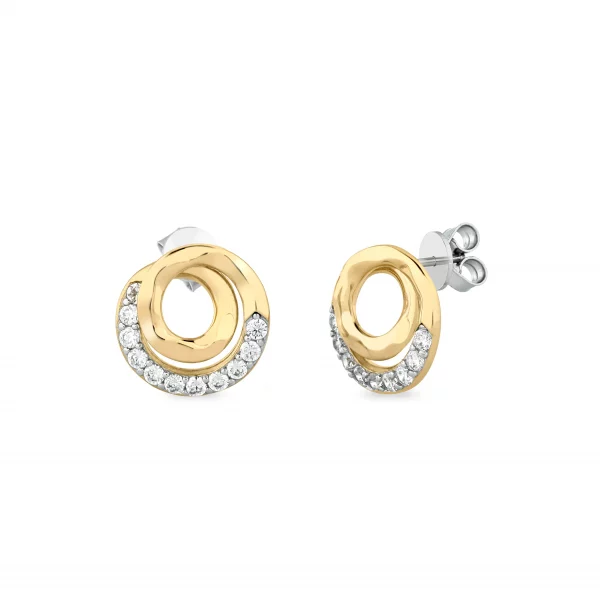 Sogni Orecchini con zirconi cerchio spirale argento placcatura oro