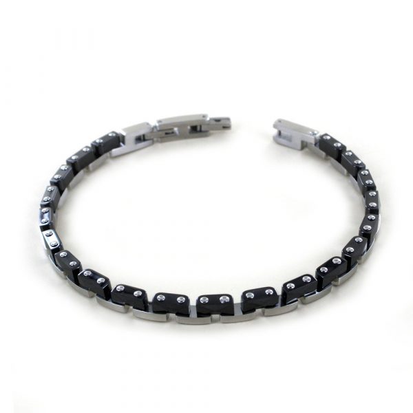 Zancan Bracciale in acciaio hi teck EHB341 ceramica nera