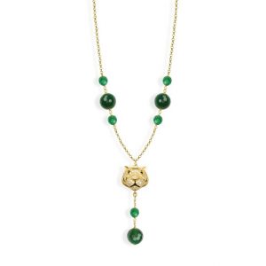 Misis Sumatra Collana in argento 925 placcato oro 18kt tigre agata