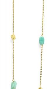 Misis Tiger Eye Collana in argento 925 placcato oro 18kt con amazzonite
