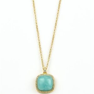 Misis Tiger Eye Collana in argento 925 placcato oro 18kt con amazzonite e zirconi bianchi