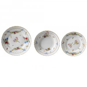 Ginori 1735 Farfalle fiorite set 5 pezzi porcellana filo oro