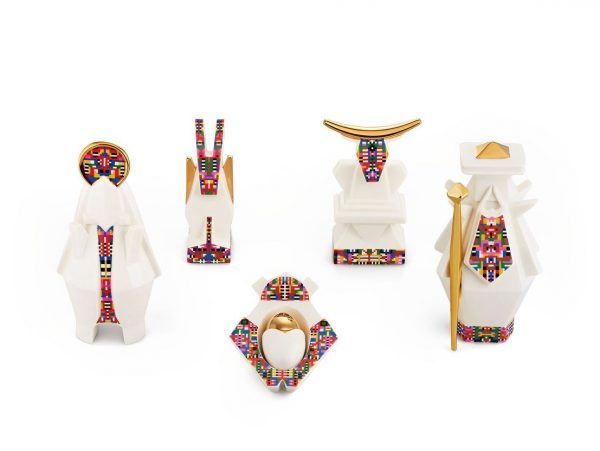 Alessi Presepe Holyhedrics Di Elena Salmistraro in porcellana 5 pezzi natale
