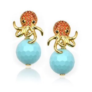 Misis KRILL Orecchini Argento placcato oro 18kt polipo made in italy