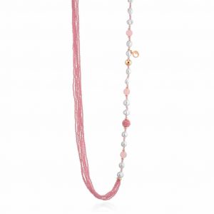 LELUNE GLAMOUR Collana Sophie Summer Con Perle LGNK546.4 spinello e giada rosa