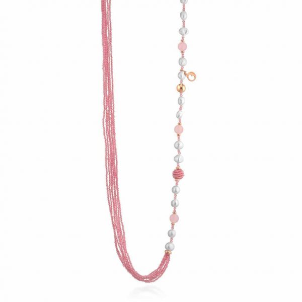 LELUNE GLAMOUR Collana Sophie Summer Con Perle LGNK546.4 spinello e giada rosa