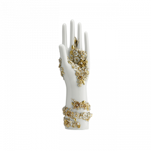 Ginori Mano fiorita BIANCO Arte di Gio Ponti oro zecchino base inclusa