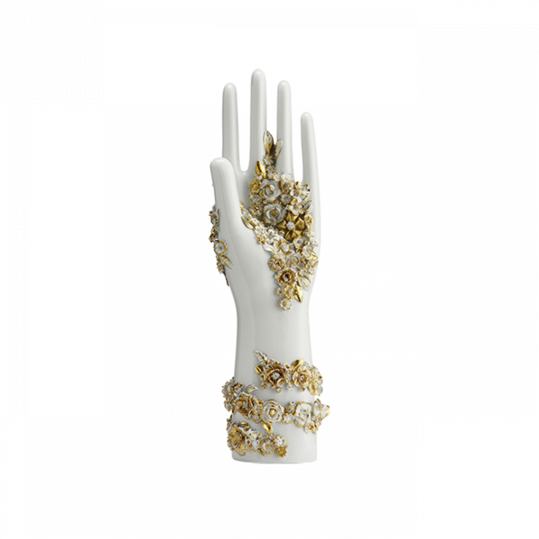 Ginori Mano fiorita BIANCO Arte di Gio Ponti oro zecchino base inclusa