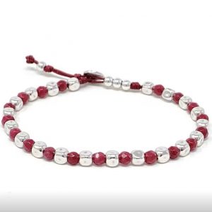 J-Jo Bracciale unisex pietre naturali e cordino resistente all’acqua BORDEAUX