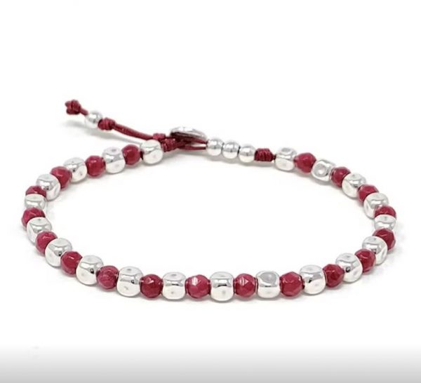 J-Jo Bracciale unisex pietre naturali e cordino resistente all’acqua BORDEAUX