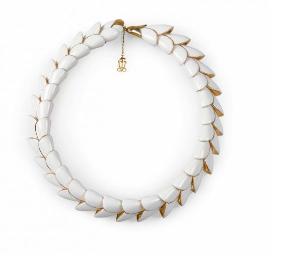Lladrò Heliconia Collana in porcellana e rifiniture oro BIANCO