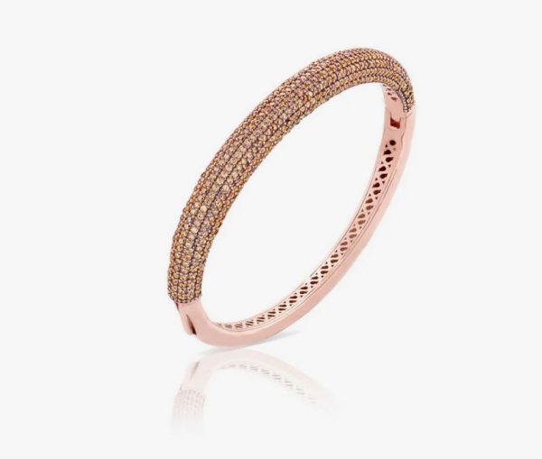 Sogni Bracciale rigido oro rosa zirconi champagne argento placcatura oro
