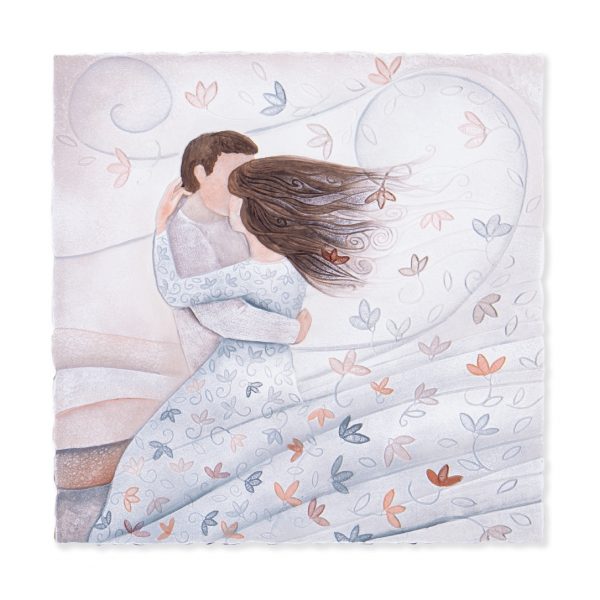 Cartapietra Quadro Formella Tra le tue braccia rosa corallo 50*50cm NUOVO