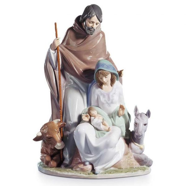 Lladrò Figura Presepe Natività Evento gioioso porcellana lucida NUOVO h 38