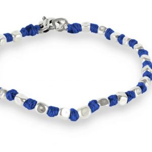 Spadarella Bracciale Spadino con pepite in argento e nodini blu