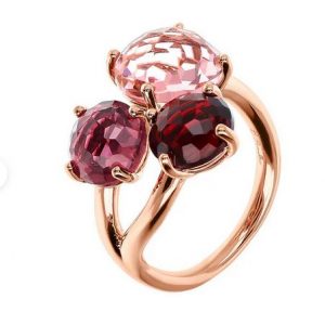Bronzallure Anello Trilogy con Prisma Gem Taglio Mosaico ROSSO NANO GEM MIS 18