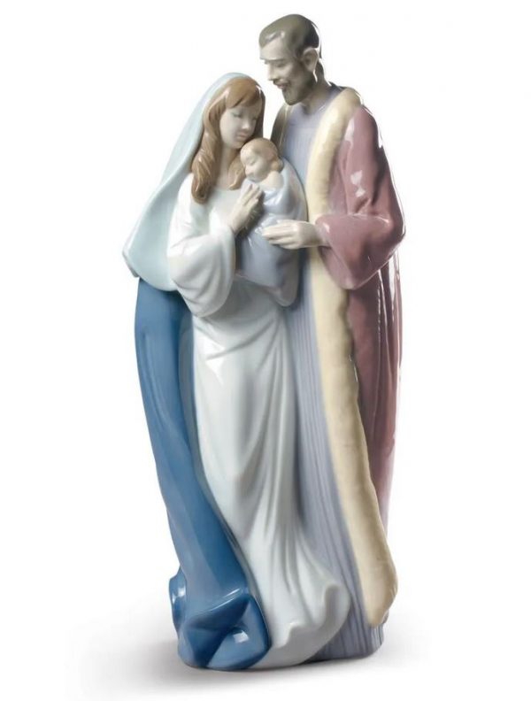 Lladrò Figura Presepe Sacra Famiglia natale porcellana lucida h33 cm