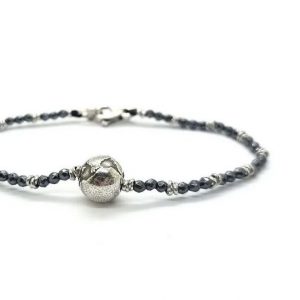 Spadarella Bracciale Spadino mondo con pepite in argento e ematite