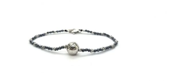 Spadarella Bracciale Spadino mondo con pepite in argento e ematite