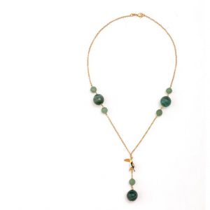 Misis jungle Collana in argento 925 placcato oro 18kt pietre tucano
