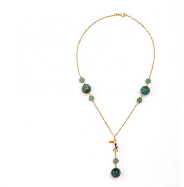 Misis jungle Collana in argento 925 placcato oro 18kt pietre tucano