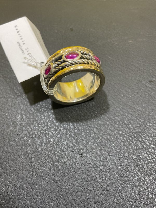 Styliano Jewellery Anello in Argento e Oro Con rubino Sintetico MOVIMENTO rotante