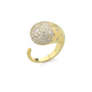Sogni Anello satinato oro giallo zirconi bianchi argento placcatura oro