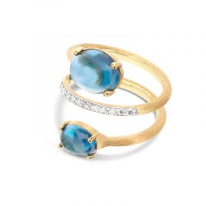 Nanis Anello Dancing in The rain AZURE Oro 18kt, diamanti e Topazio blu london