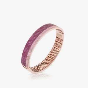 Sogni Bracciale rigido oro rosa zirconi rosa e magenta argento placcatura oro