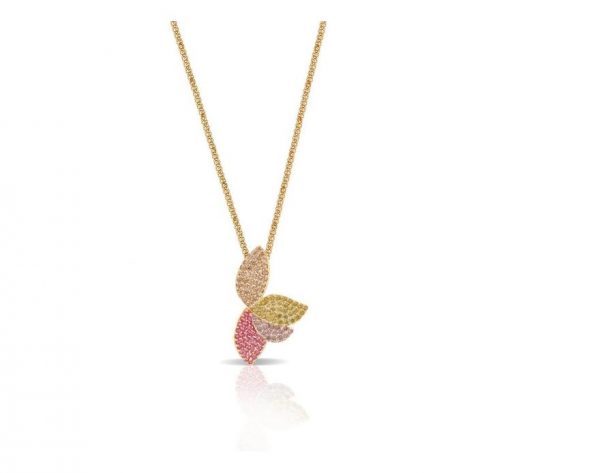 Sogni Collana con Ciondolo da Donna in Argento Dorato e Zirconi – Fiore – CL087G