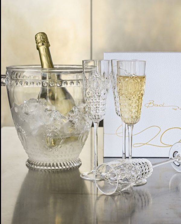 Baci Milano Set 4 Flute + Secchiello Champagne trasparente Baroque&Rock in acrilico