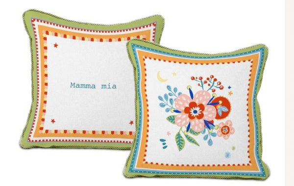 Baci Milano Cuscino ricamato 60cm Mamma Mia Mamma Mia