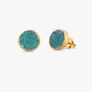 Sogni Orecchini toppa satinati oro giallo zirconi paraiba argento placcatura oro