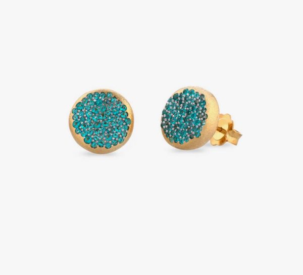 Sogni Orecchini toppa satinati oro giallo zirconi paraiba argento placcatura oro