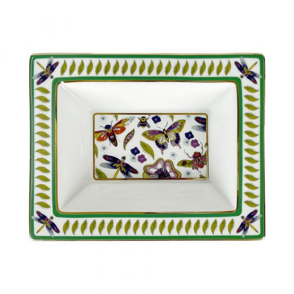 Baci Milano Amazzonia Svuotatasce rettangolare 19.5*15.5cm porcellana farfalle