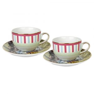 Baci Milano Firenze Set due tazze da te in porcellana con piattino