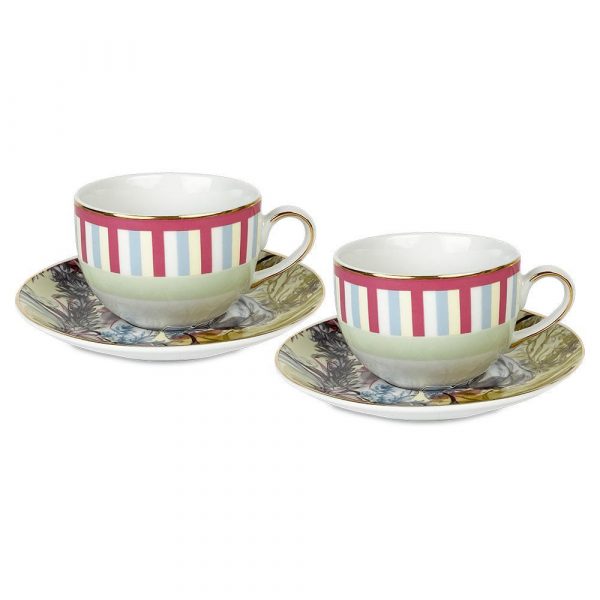 Baci Milano Firenze Set due tazze da te in porcellana con piattino