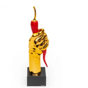 Sequenze Italy mano oro in resina con peperoncino h43 cm