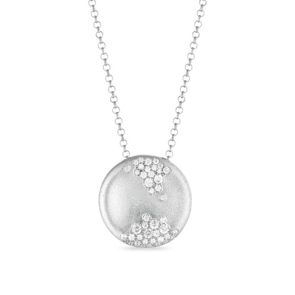 Sogni Collana Ciodolo tondo argento satinato Zirconi Bian argento placcatura oro