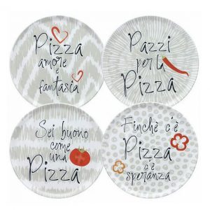 Andrea Fontebasso Piatti Pizza 4 pezzi porcellana Pizza amore e fantasia 33 cm