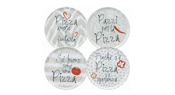Andrea Fontebasso Piatti Pizza 4 pezzi porcellana Pizza amore e fantasia 33 cm