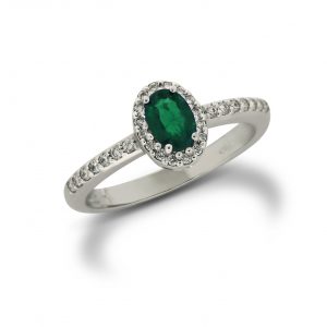 Armonie Gioielli Anello Smeraldo e dimanati oro 18kt AN2798S mezza veretta giro